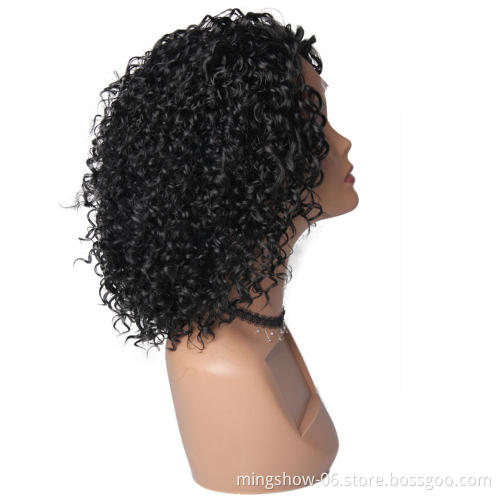 Female short curly lace front wig synthetic